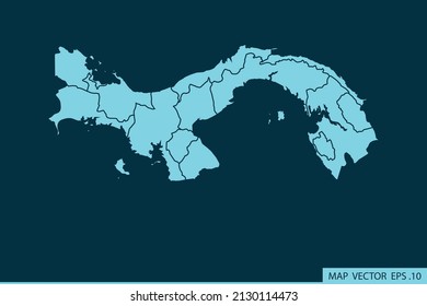 Panamakarte , Abstrakte Maschenlinien und Punktwaagen auf dunklem Hintergrund für Ihr Website-Design-Karte Logo, App, ui, Travel. Vektorgrafik eps10.