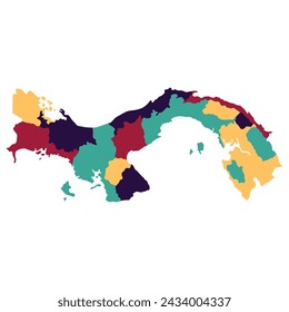 Panama map. Map of Panama in administrative provinces in multicolor