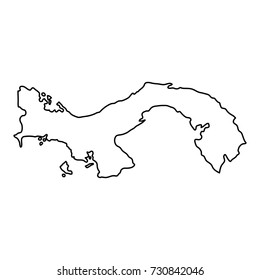 Panama map of black contour curves of vector illustration