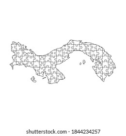 Mapa de Panamá de rompecabezas negras establece rejilla de mosaico de partes de rompecabezas. Ilustración vectorial.