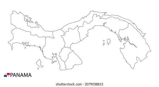 Panama map, black and white detailed outline regions of the country. Vector illustration