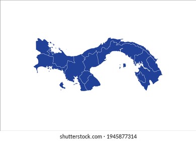 Color azul del mapa de Panamá sobre fondo blanco