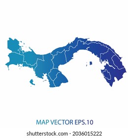 Mapa de Panamá, color de gradiente azul, estilo infográfico, sobre fondo blanco con Map World. Malla 3D del marco de cables, mapa 3D,