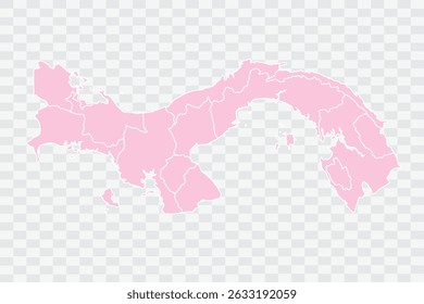 Panama Map Blush Color on White Background quality files Png