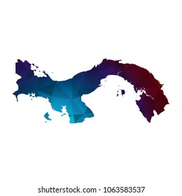 Panama map - Colorful Polygonal map of  Panama  rumpled triangular low poly style gradient graphic background , Vector illustration eps 10.