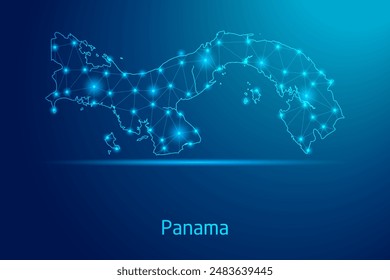 Panama-Karte - Konzept der Kommunikationstechnologie, Grafik von geringem Poly.