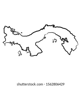 Panama map from the contour black brush lines different thickness on white background. Vector illustration.