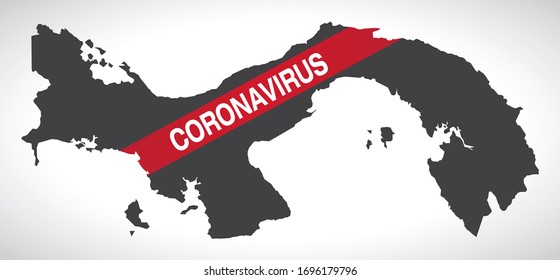 Panama map with Coronavirus warning illustration