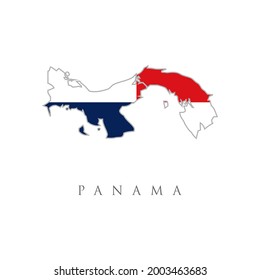  Panama map with country flag. Flag of the Panama overlaid on detailed outline map isolated on white background