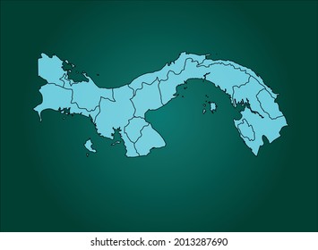 Panama map cyan Color on Green Backgound