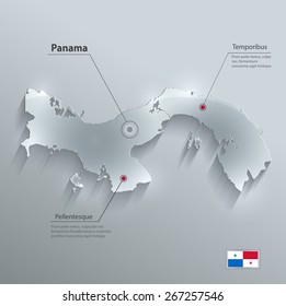 Panama map flag glass card paper 3D vector