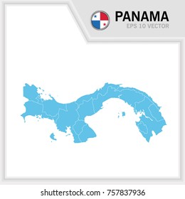 Panama map and flag in white background