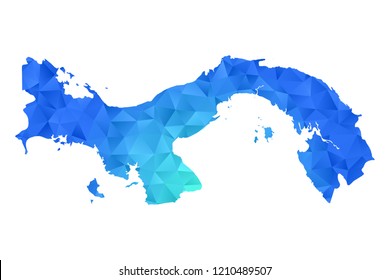Panama map in geometric blue polygonal style modern design on white background. Vector illustration.map in geometric blue polygonal style modern design on white background. Vector illustration.