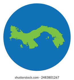 Panama map. Map of Panama  in globe design with blue circle  
