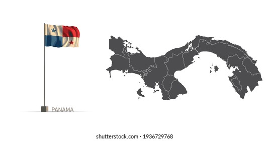 Mapa de Panamá. mapa vectorial de país gris e ilustración 3d del indicador.