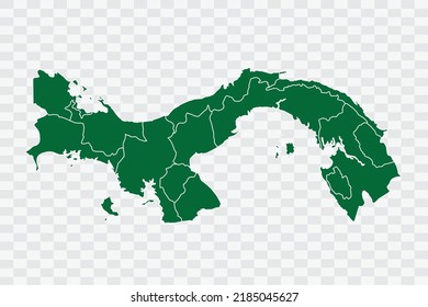Panama Map green Color on White Background quality files Png