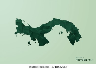 Panama Map - Green Polygon Style Vector Illustration, Low Poly Geometric Design with Clean Silhouette on soft green Background.