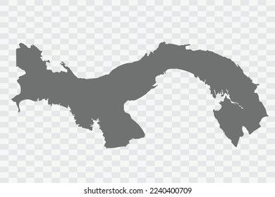 Panama Map grey Color on White no demarcation line Background  Png