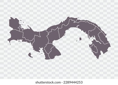 Panama Map Grey Color on White Background quality files Png