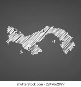 Esbozo dibujado a mano en el mapa de Panamá. Indicador de ilustración de concepto vectorial, mapa de garabatos. Mapa de país para infografía, folletos y presentaciones aisladas en fondo negro. Ilustración vectorial.