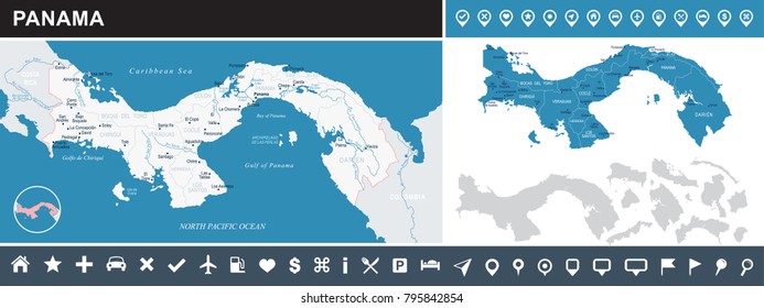 Panama map - High Detailed Vector Illustration