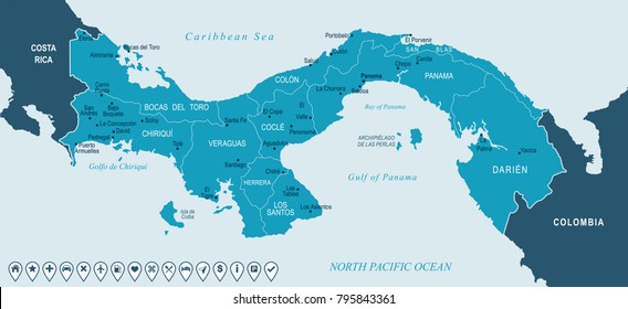 Panama Map Highly Detailed Vector Illustration Stock Vector (Royalty ...