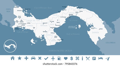 Panama map - High Detailed Vector Illustration