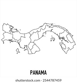 panama map icon isolated on white background. Outline map. Simple line icon. Vector illustration