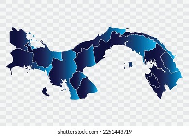 Panama Map indigo Color on White Background quality files png