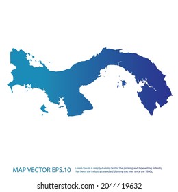 Panama map , infographic style , blue gradient color , on white background with Map World. Wire frame 3D mesh ,