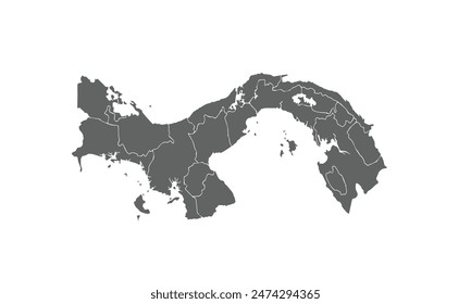 Panamá mapa aislado sobre fondo blanco. para diseños de Sitio web, fondo, educación, preciso, personalizable, Viajes por todo el mundo, mapa silueta de fondo, geografía de la tierra, política, informes.