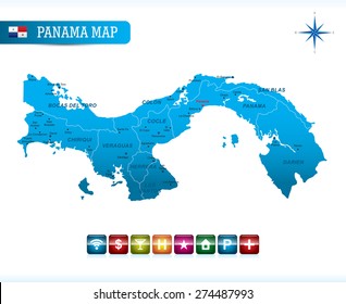 Panama Map with Navigation Icons