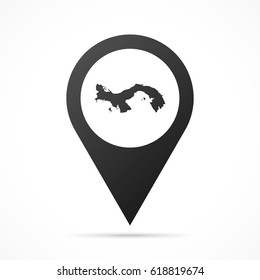 Panama Map on location pin. Map pointer isolated on a white background.
Conceptual vector illustration.