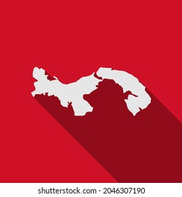 Panama map on red background with long shadow