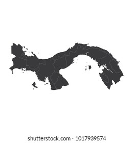 Panama map on white background vector, Panama Map Outline Shape Black on White Vector Illustration, High detailed black illustration map -Panama.