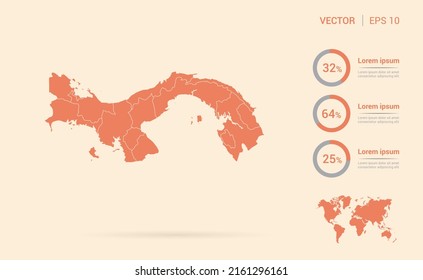 Panama map orange abstract infographic vector.
