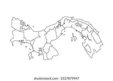 Panamakartenumriss einzeln auf weißem Hintergrund. Gliederungsvorlage für Panamakarte.