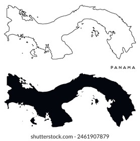 Mapa de Panamá delineado y conjunto de Vector negro