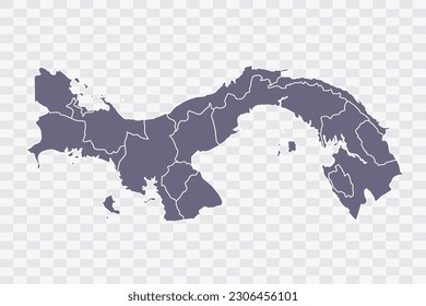 Panama Map pewter Color on White Background quality files Png