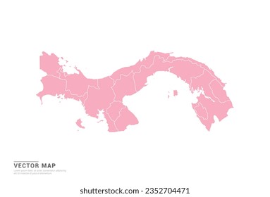 Panama Map - Pink abstract style isolated on white background for infographic, design vector.
