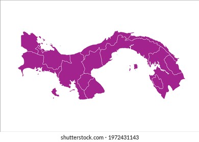 Panama Map pink Color on White Backgound