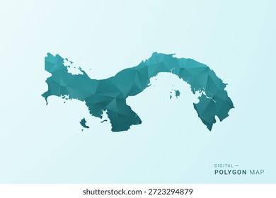 Panamakarte - Vektorgrafik im Polygonstil in blau-grünem geometrischem Low-Poly-Design, moderne minimale Silhouette.