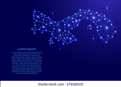 Panama map of polygonal mosaic lines network, rays and space stars of vector illustration.