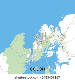 Colón, Panamá mapa poster art