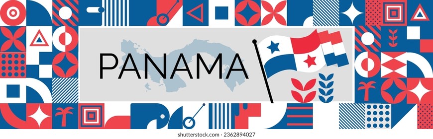 PANAMA Map and raised fists. National day or Independence day design for PANAMA celebration. Modern retro design with abstract icons. Vector illustration.