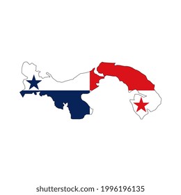 Panama map silhouette with flag on white background