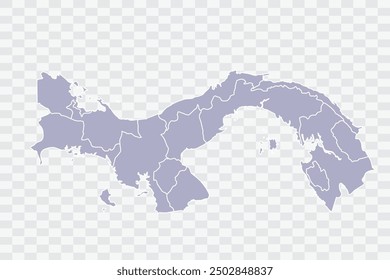 Panama Map silver Color on White Background quality files Png