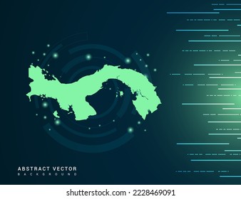Panama map of technology green futuristic Background vector.