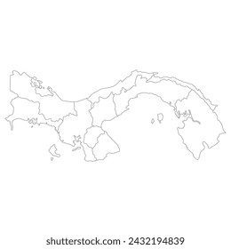 Panama map. Map of Panama in ten main regions in white color