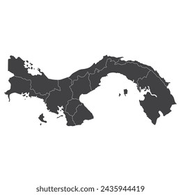 Mapa de Panamá. Mapa de Panamá en diez regiones principales en color gris